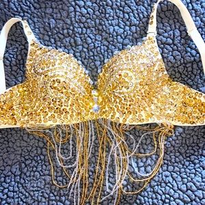 Gold beaded belly dancing bra